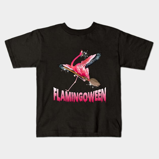 Flamingoween  Flamingo Mummy Costume Happy Hallowe Kids T-Shirt by TeeSky